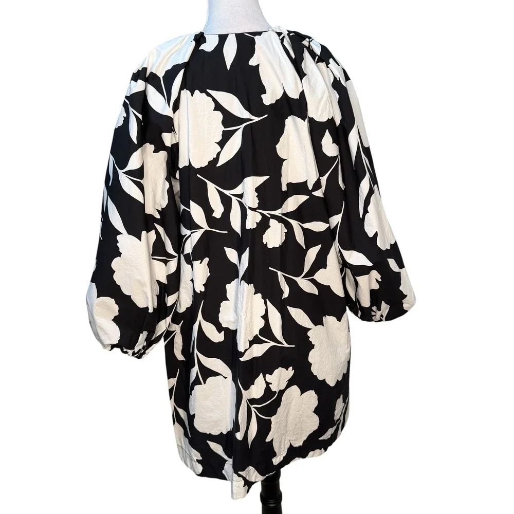 Kate Spade New York Target Black White Floral Balloon Sleeve Shift Dress Large‎